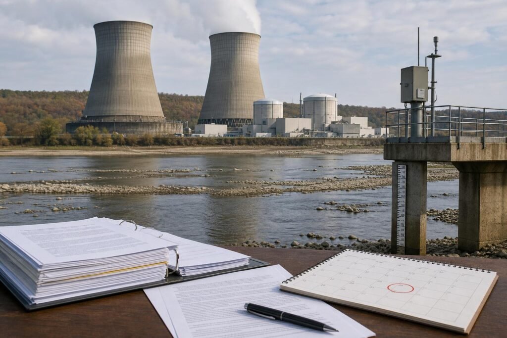 A Paksi Atomerőmű és a kisvízi működést jelző folyóparti mérőeszközök