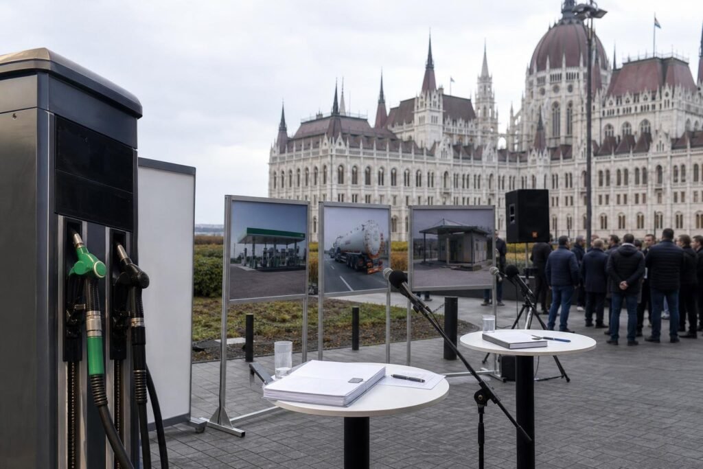 Közéleti fórum hangulata a budapesti Országház közelében