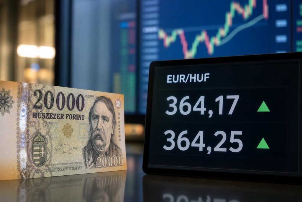 Forintbankjegy és euró-forint árfolyamot jelző piaci kijelző