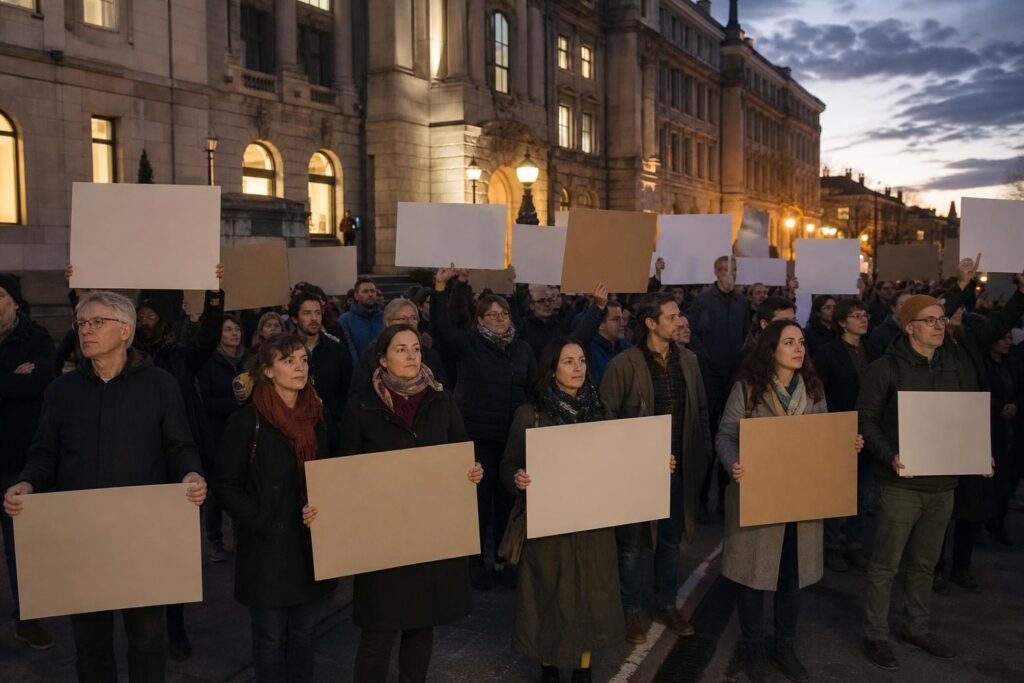 Kulturális és közgyűjteményi dolgozók esti béremelési demonstrációja