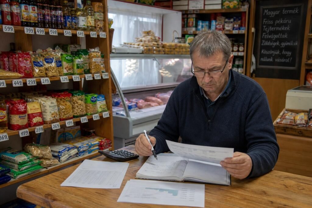 Kisbolt polcai árcédulákkal az árrésstopról szóló hírhez